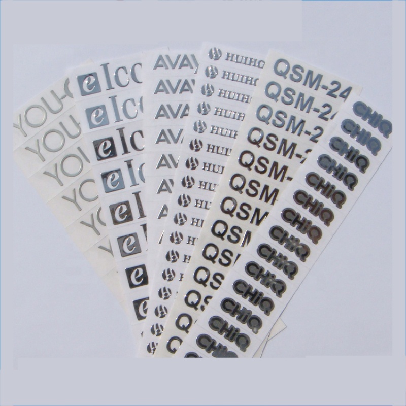 Nickel thin letter sticker trademark